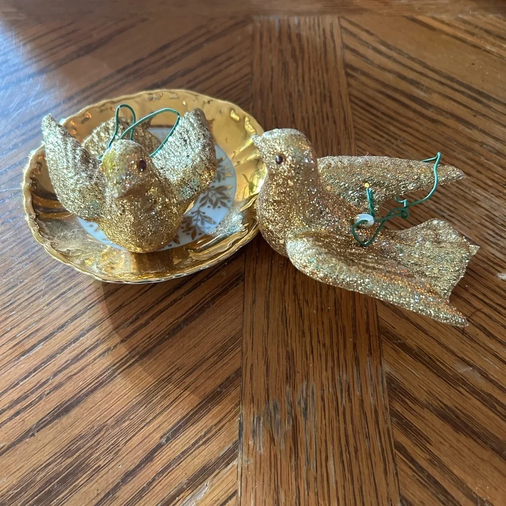 Vintage Gold Dove Ornaments